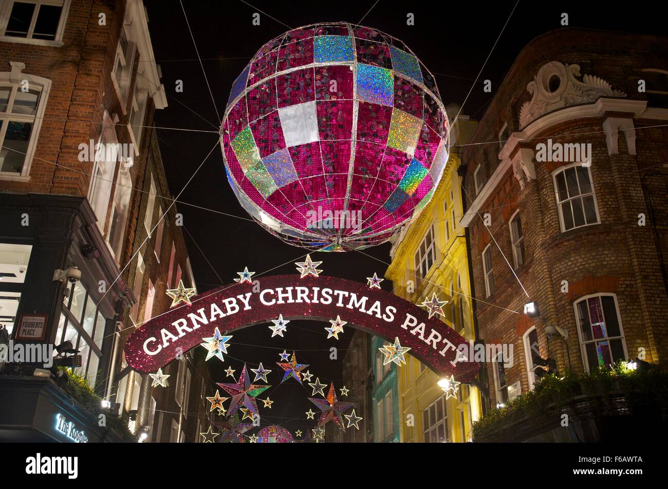 2015 Christmas lights on Carnaby Street, London, England, UK Stock Photo