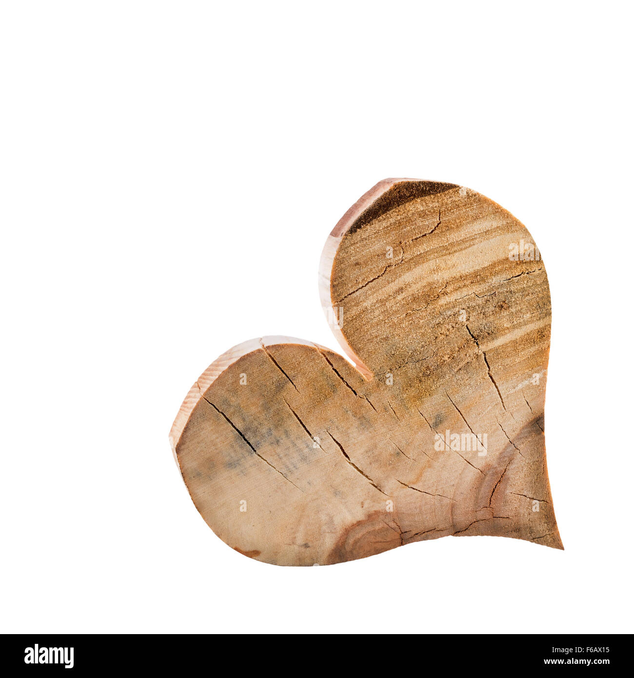 Heart Wood Isolated White Stock Photo