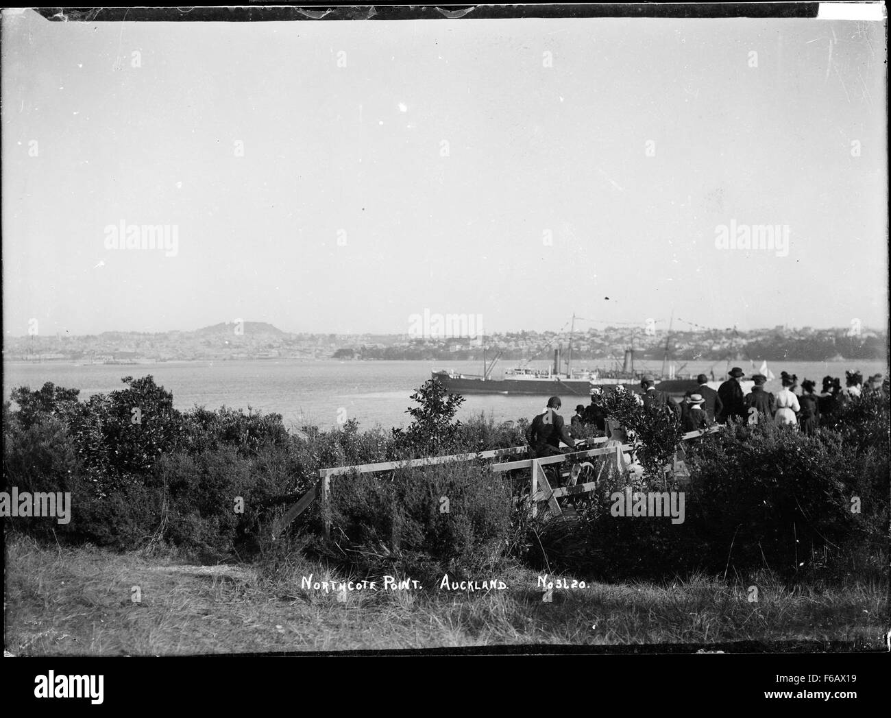 A historical photograph of a crowd gathering at Northcote Point in ...