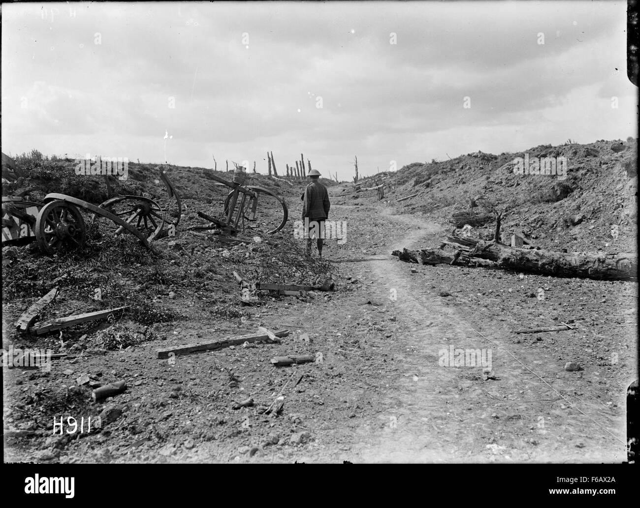 Destroyed German transport towards Serre, World War I Stock Photo - Alamy