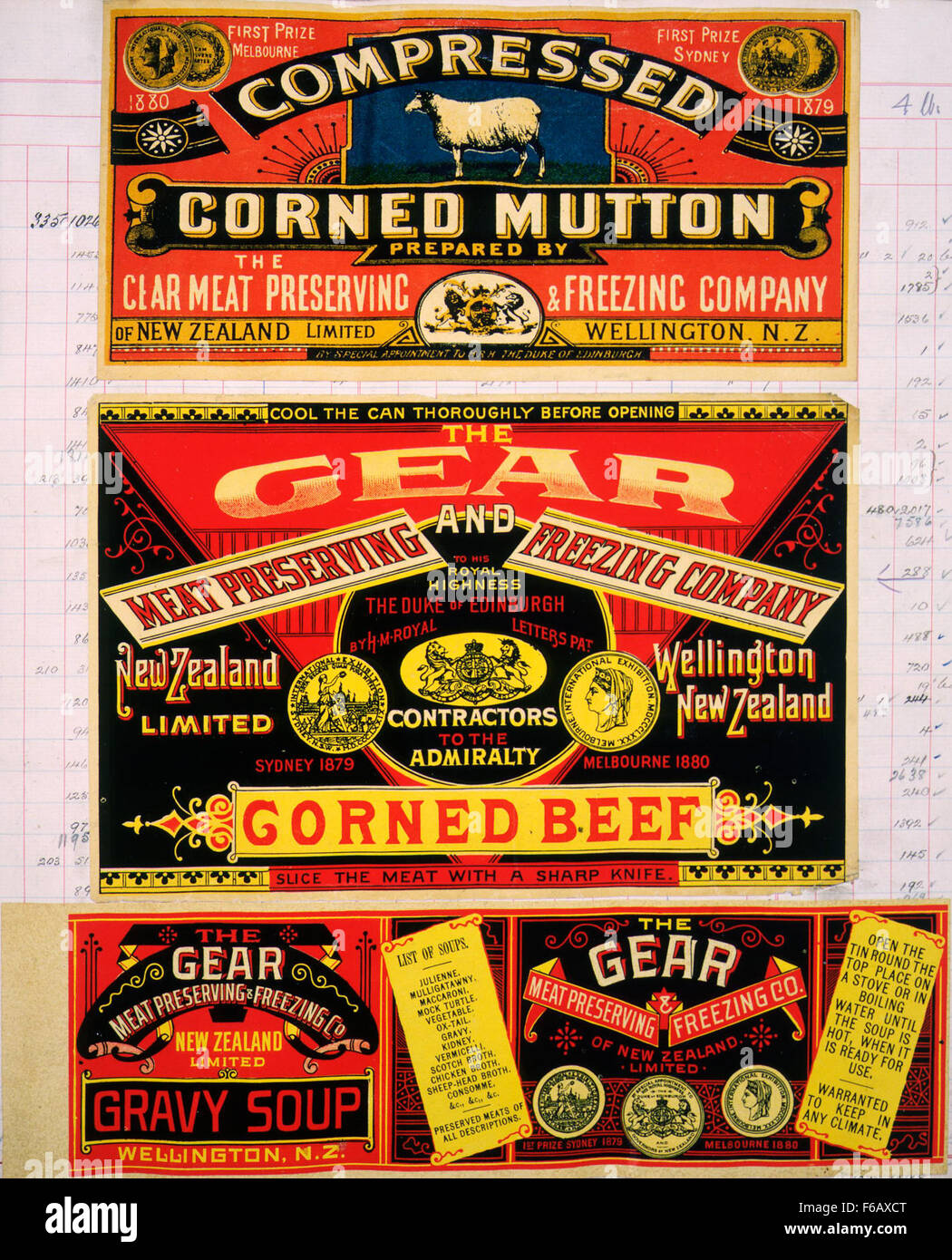 Gear Meat Company [Three labels for Compressed corn beef, Corned Stock ...