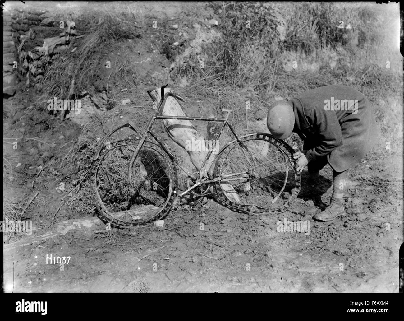 German bicycle with tyres made of springs due to the Stock Photo Alamy