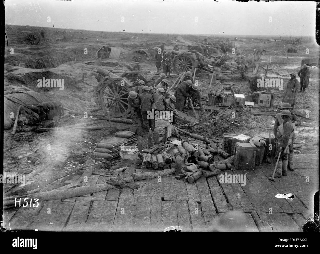 Howitzer batteries in action at Spice Farm during World War Stock Photo ...