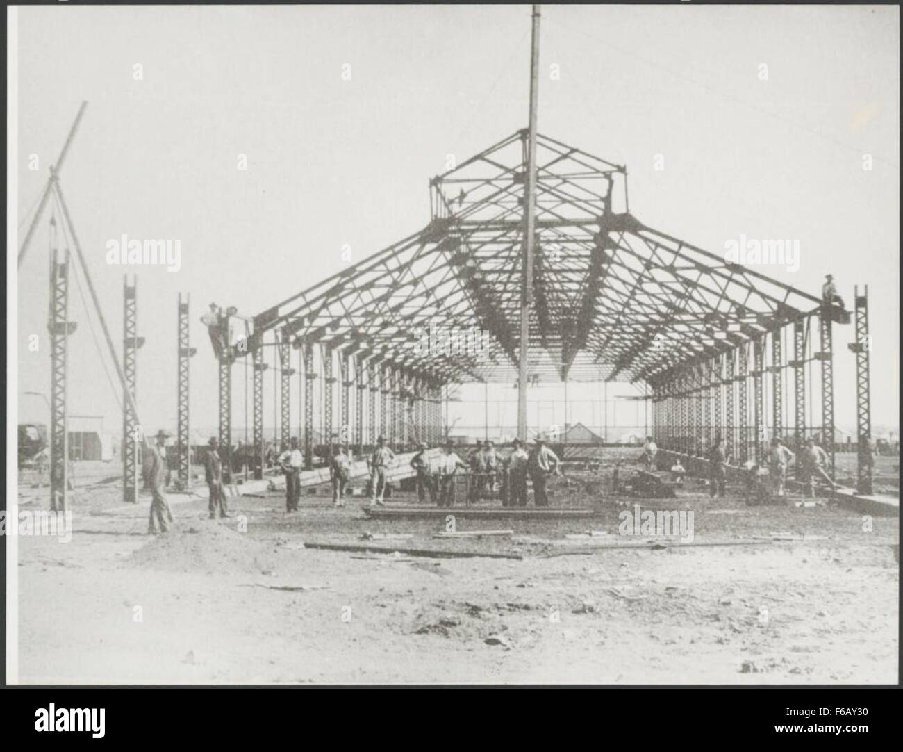 Construction of the tram shed, Kalgoorlie, Western Australia, 19 April 1902, 1 Construction of the tram shed, Kalgoorlie, Western Australia, 19 April Stock Photo
