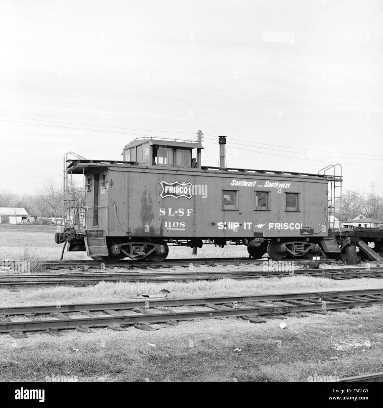 Caboose #1161 Black & White Print Southern Pacific SP 