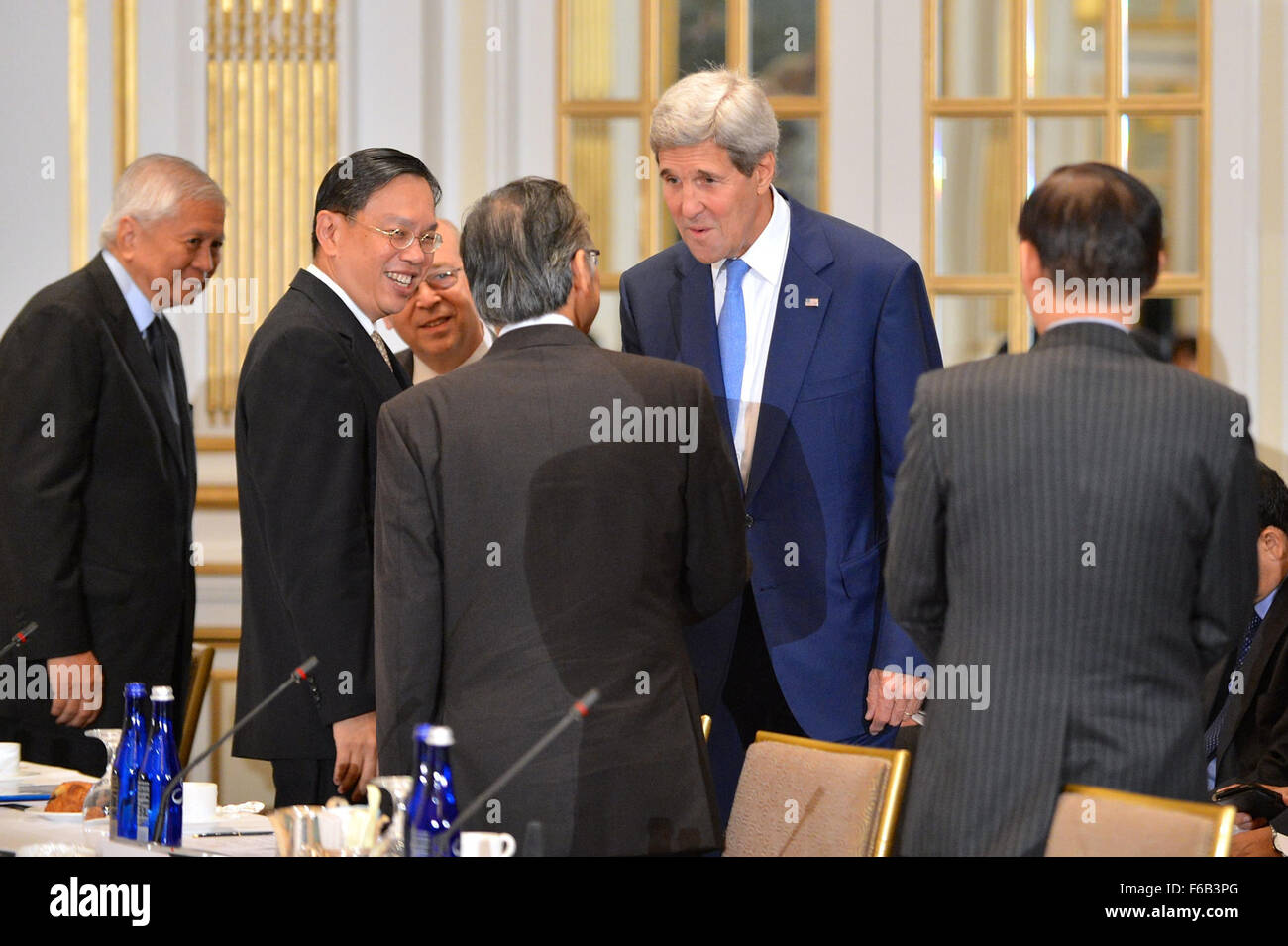 Secretary Kerry Greets ASEAN Foreign Ministers Before the U.S.-ASEAN Meeting in New York City Stock Photo