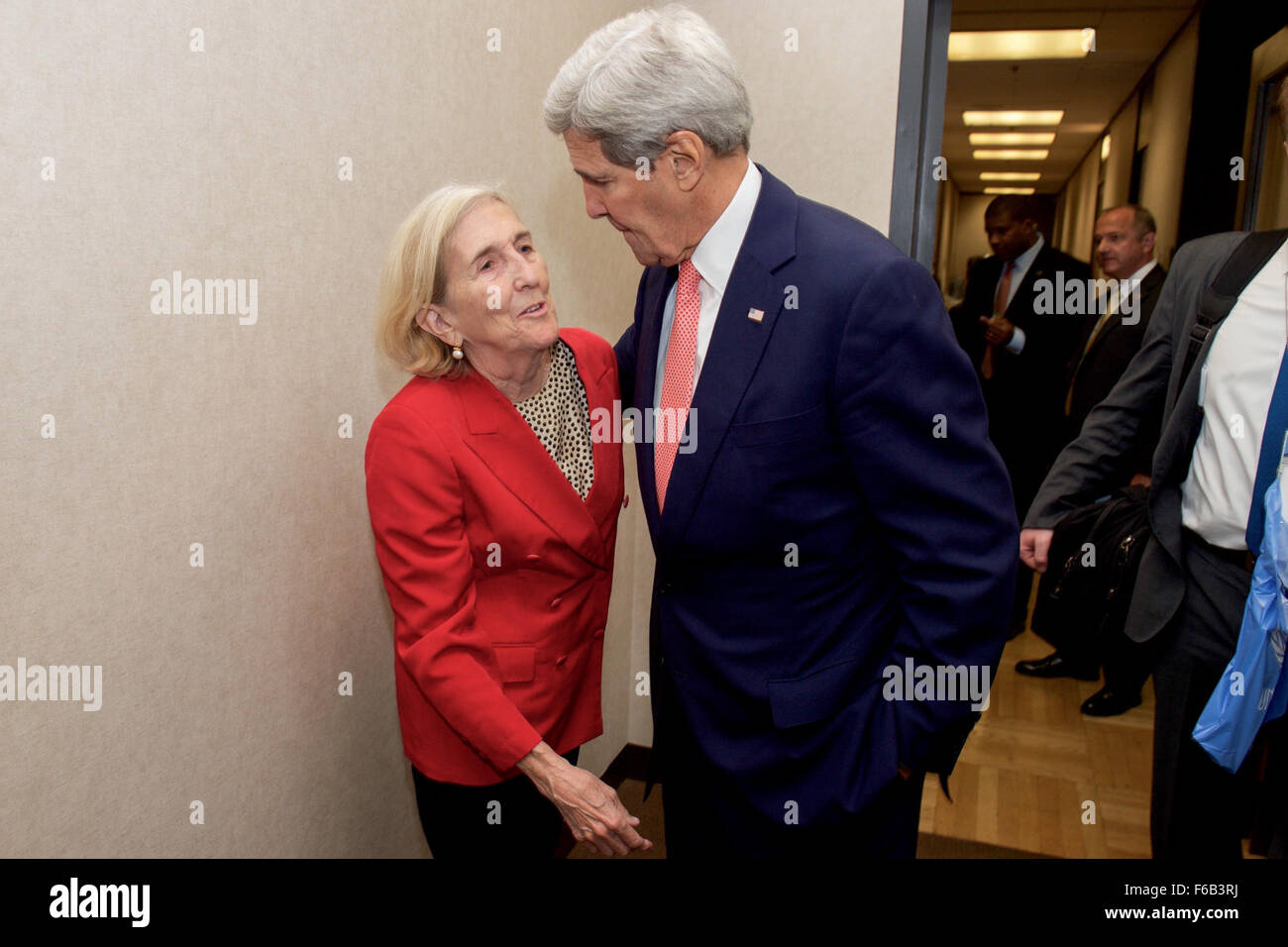 Secretary Kerry Greets Sister Before Ford Foundation Event in New York Stock Photo