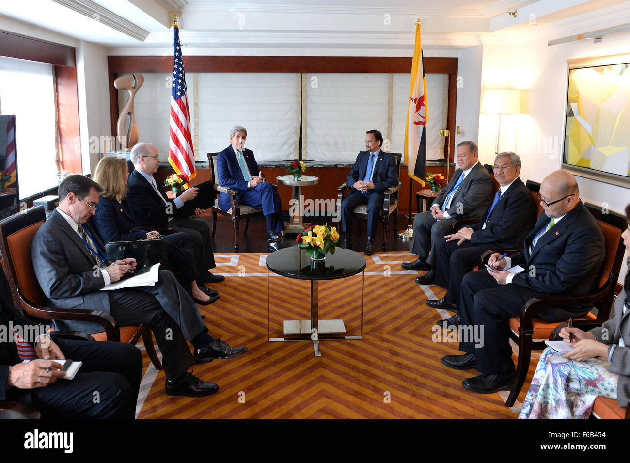 Secretary Kerry Meets With Brunei Sultan Hassanal Bolkiah in New York City Stock Photo