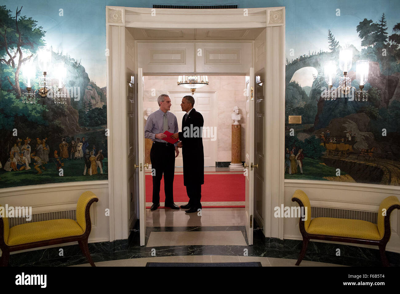 President Barack Obama speaks with Chief of Staff Denis McDonough ...