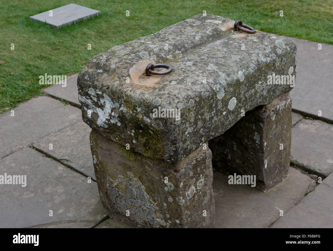 The Stone of Scone, also known as the Stone of Destiny at The Palace of Scone, in Scotland. Stock Photo