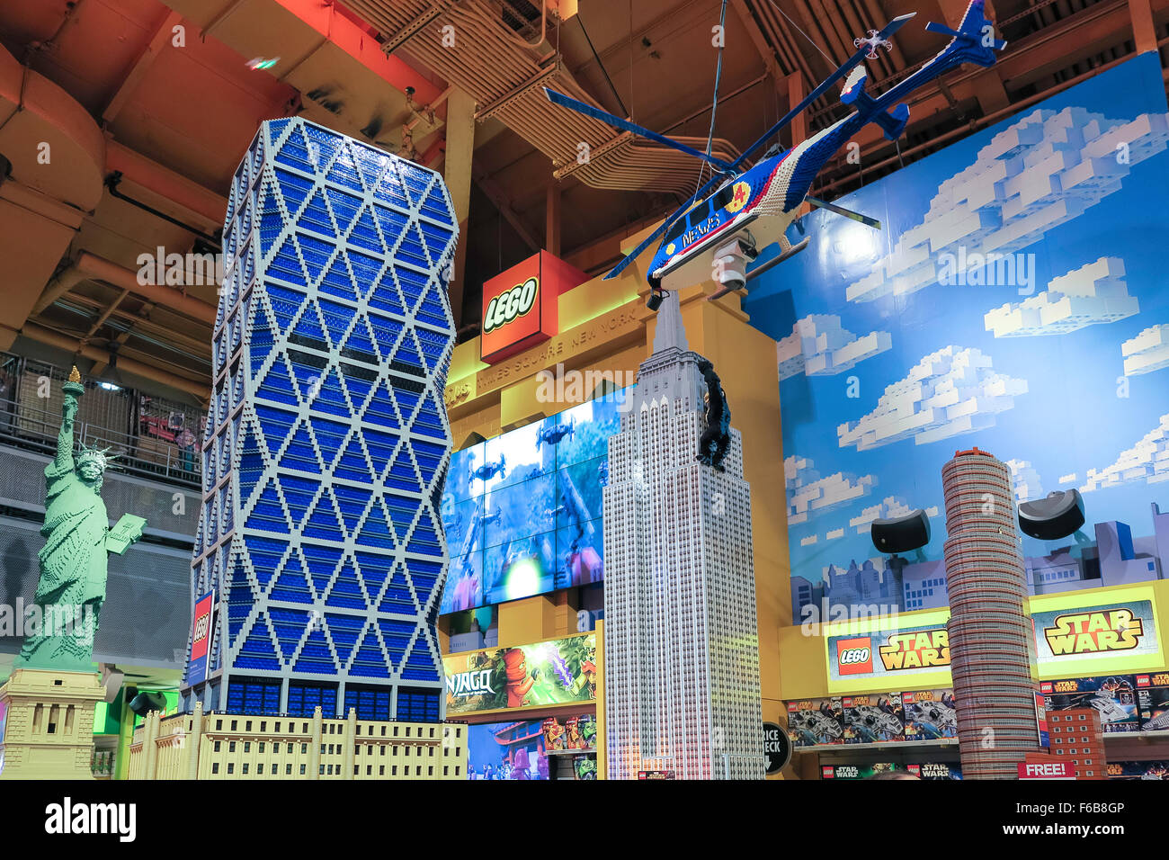 Toys R Us Interior at Times Square,Lego Section,  NYC Stock Photo
