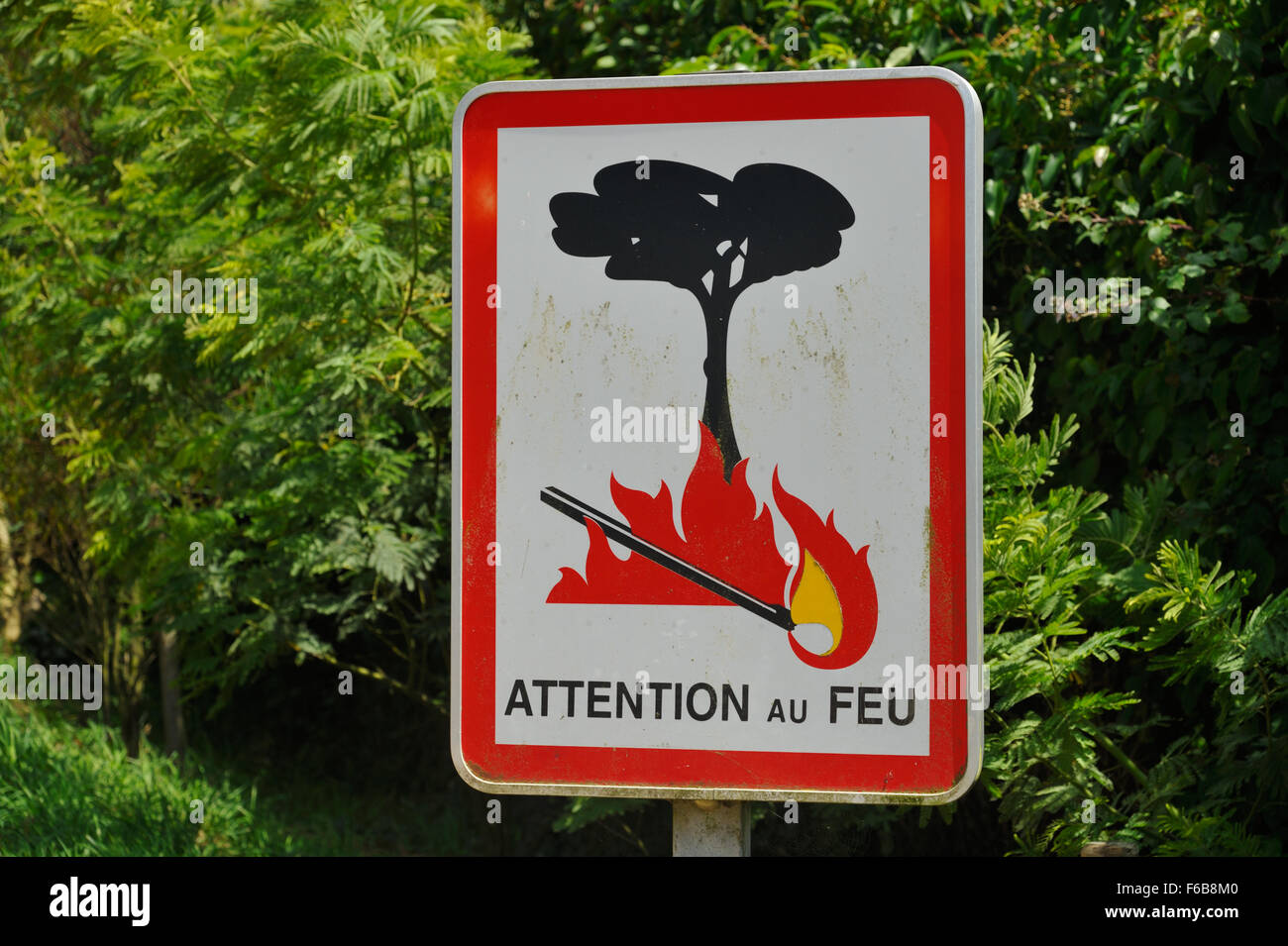Warning sign near Fort La Latte, France FR Stock Photo
