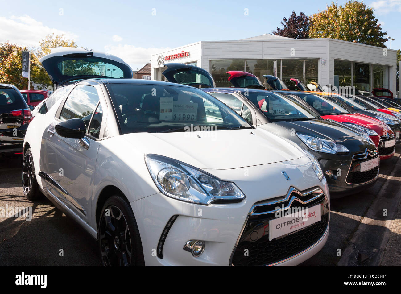 Charters Citroen car sales yard, High Street, Aldershot, Hampshire, England, United Kingdom Stock Photo