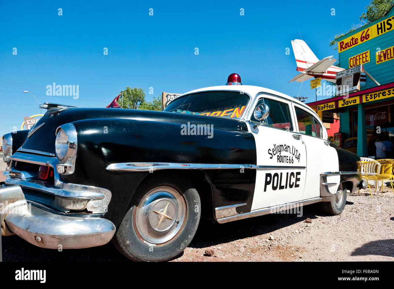 Street Scene in Seligman, Arizona, Route 66, US, USA Stock Photo