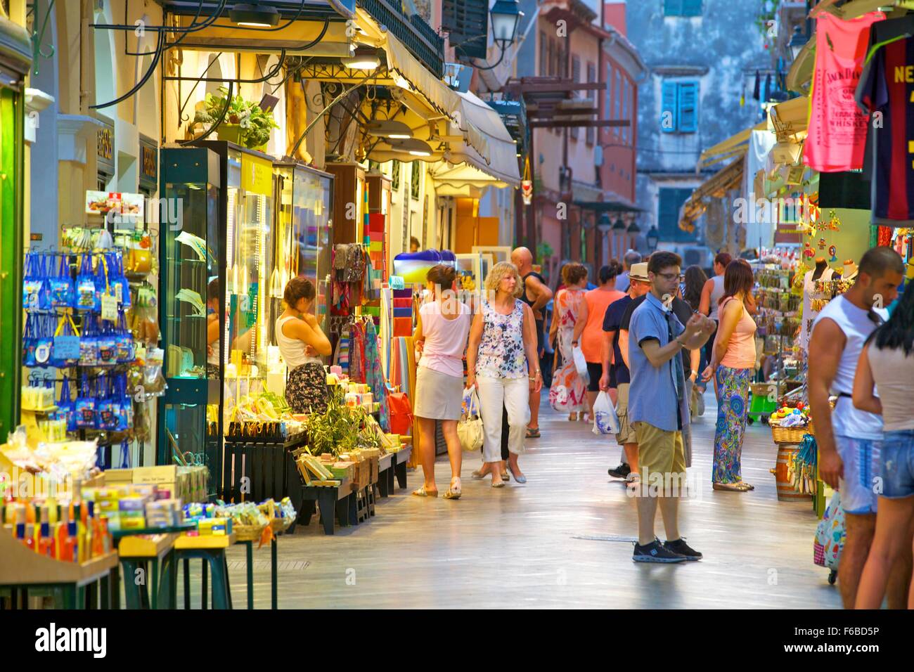 Shopping, Corfu Old Town, Corfu, The Ionian Islands, Greek Islands, Greece, Europe Stock Photo