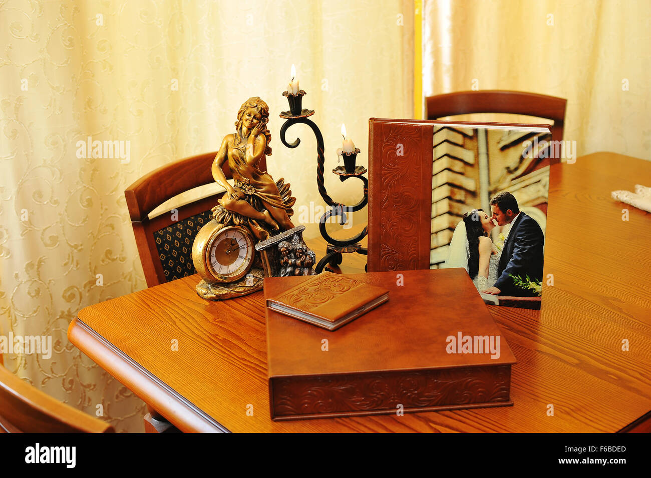 brown leather wedding photo book album Stock Photo Alamy