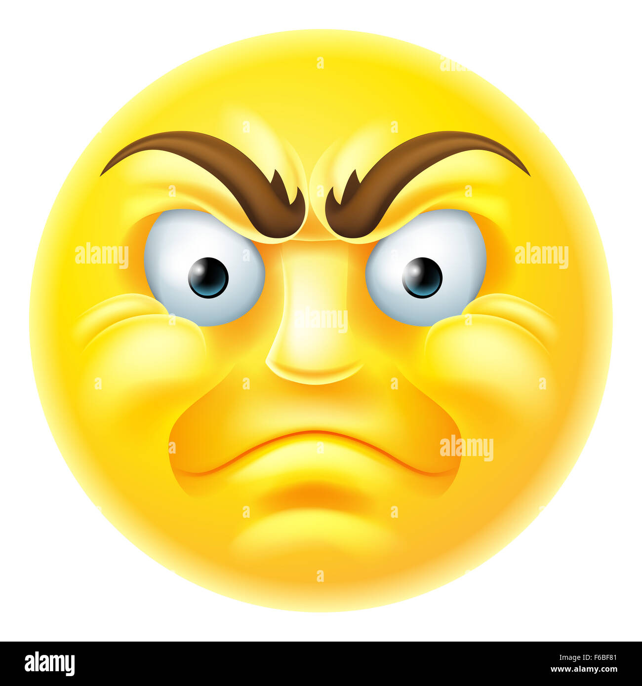 A cartoon emoji emoticon icon looking very angry or furious Stock Photo
