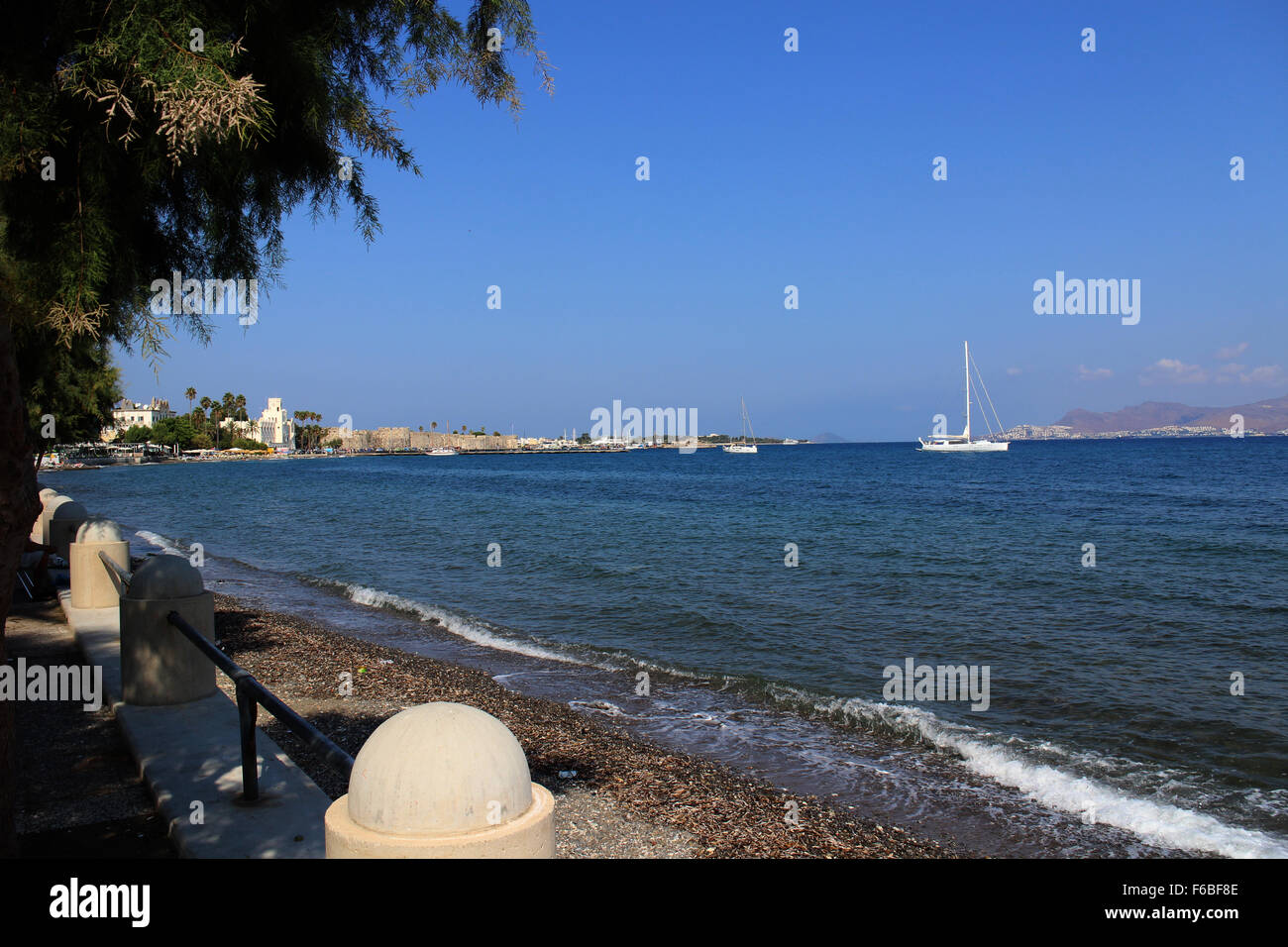 Kos old town Harbour Greece Promenade Stock Photo