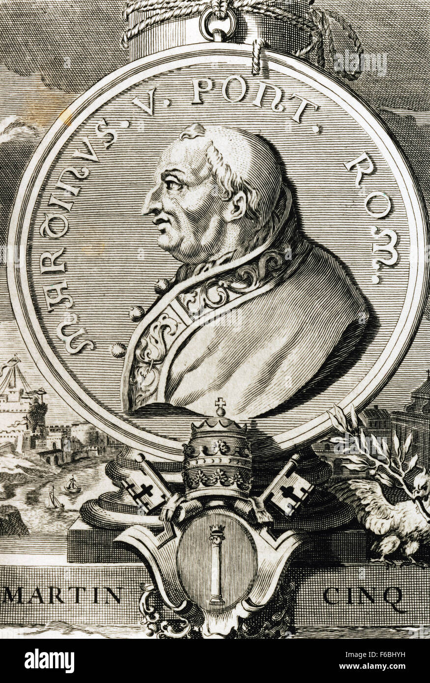 Pope Martin V (1369-1431). Born Otto Colonna. Pope from 1417-1431. Portrait. Stock - Alamy