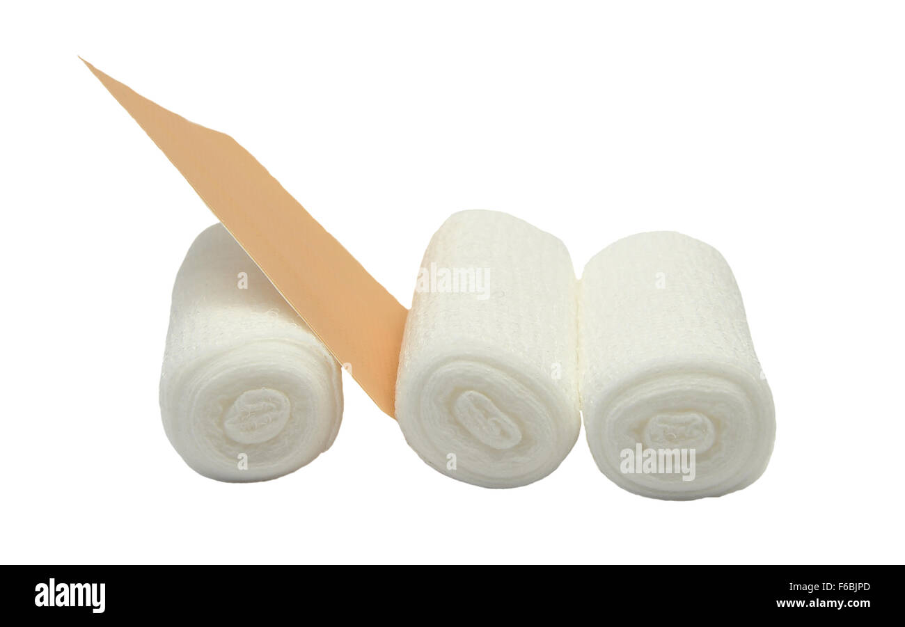 Gauze bandages and sticking plaster Stock Photo Alamy