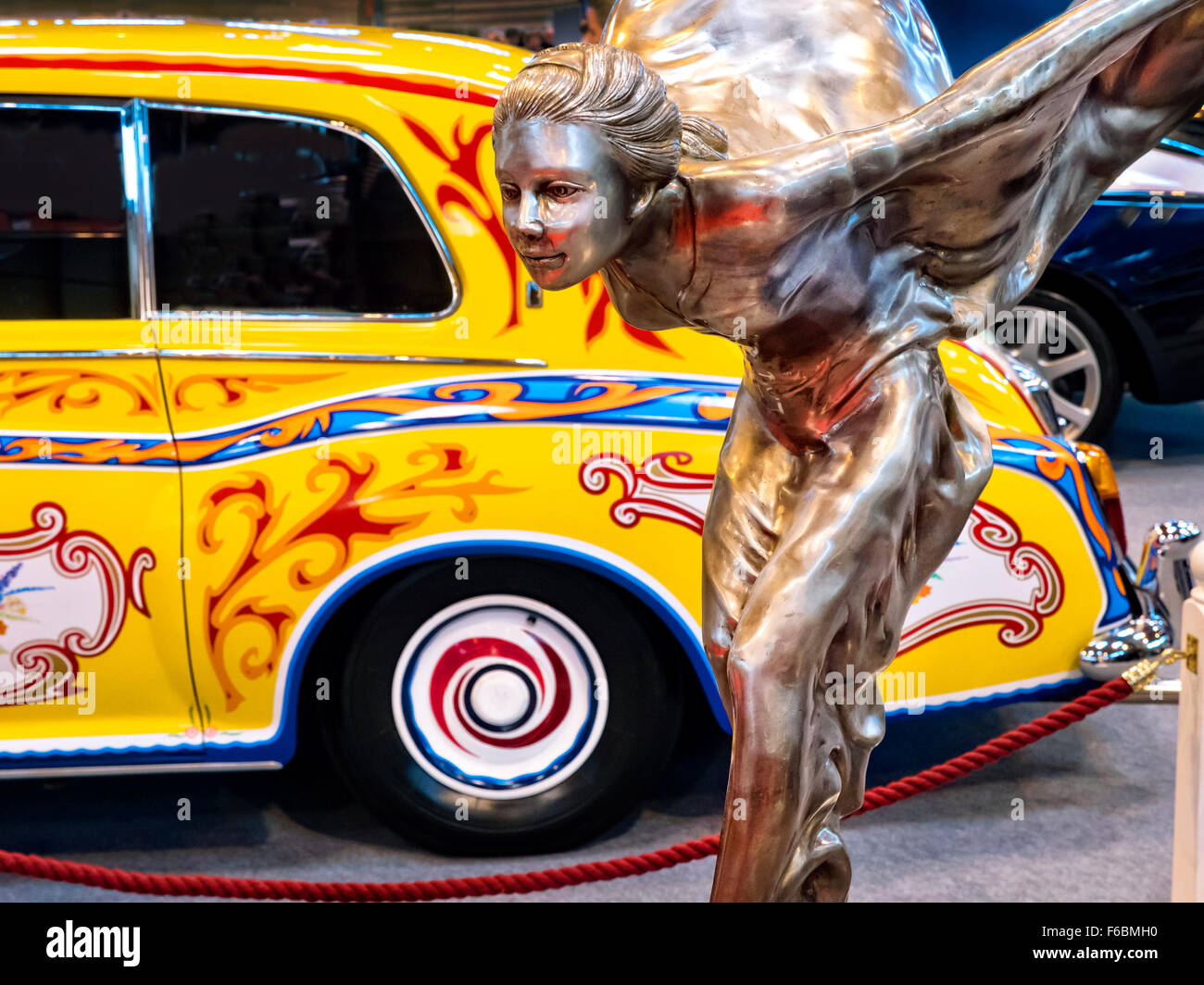 Spirit of Ecstasy in front of John Lennon's Phantom Rolls Royce Stock Photo
