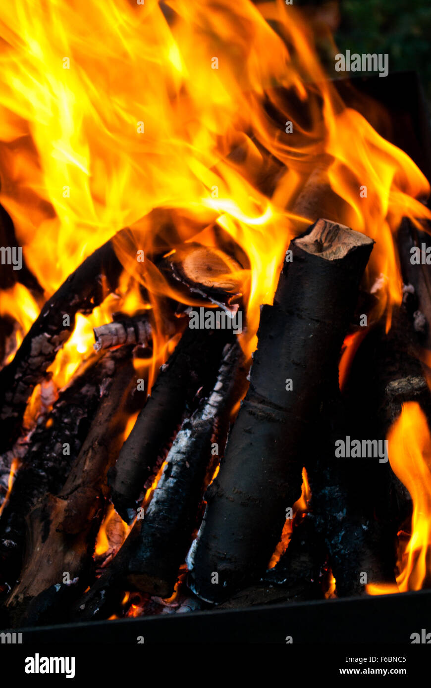 Burning firewood in the fireplace close up Stock Photo - Alamy