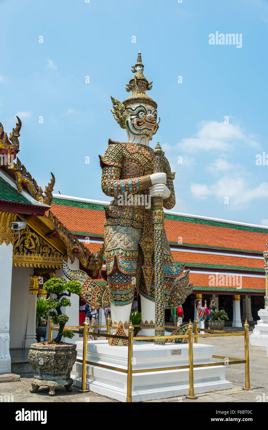 Yak, Dschak, guardian at temple entrance, Wat Phra Kaew, Grand Palace, Bangkok, Central Thailand, Thailand Stock Photo