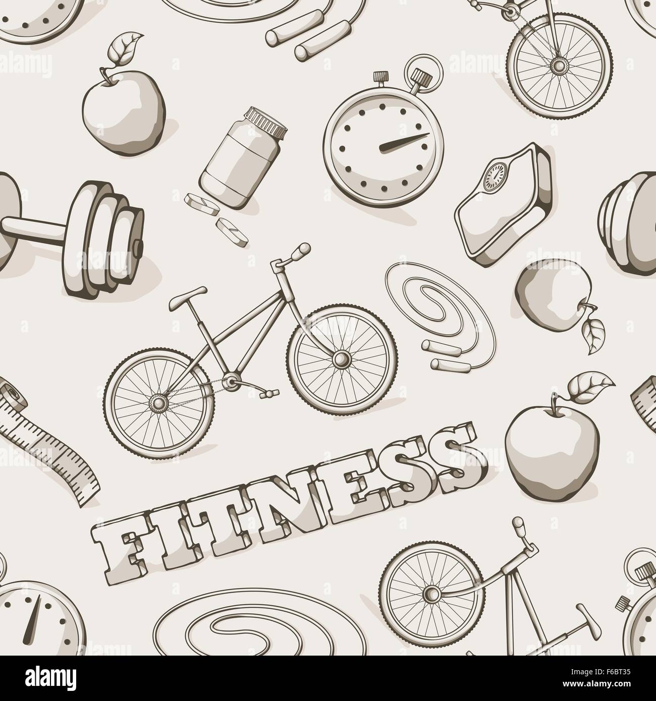 Fitness seamless vintage pattern. Vector illustration Stock Vector ...