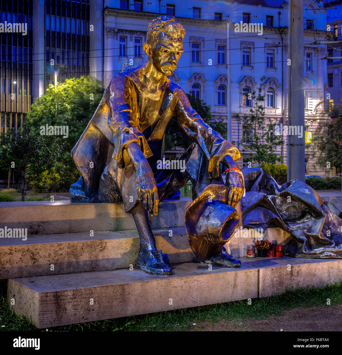 Attila József Statue, next to the parliament, Budapest, Hungary Stock Photo