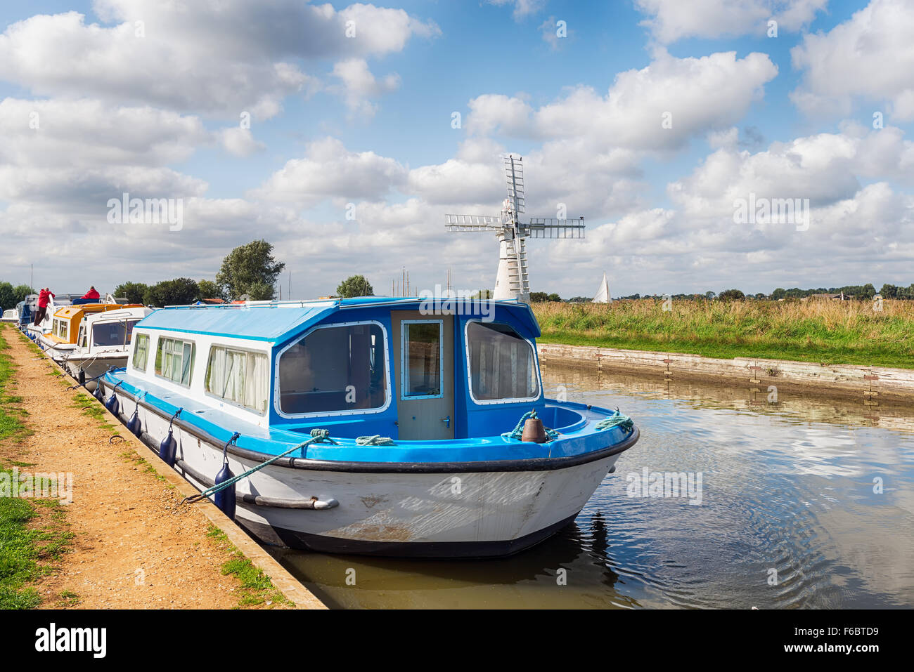 A sunny day at Thurne windmill on the Norfolk Broads Stock Photo