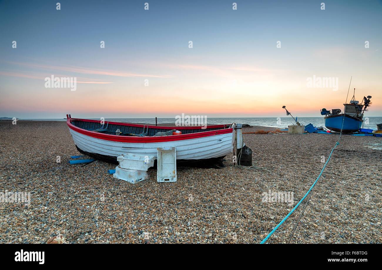 Fishing boats on the Suffolk coast at Aldeburgh Stock Photo