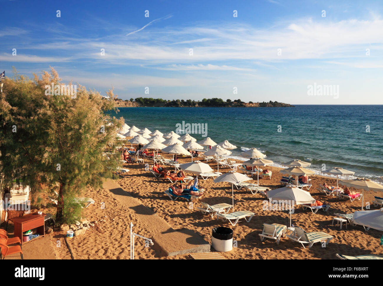 Lee Beach at Pefkos (Pefki), Rhodes, Greece. Stock Photo