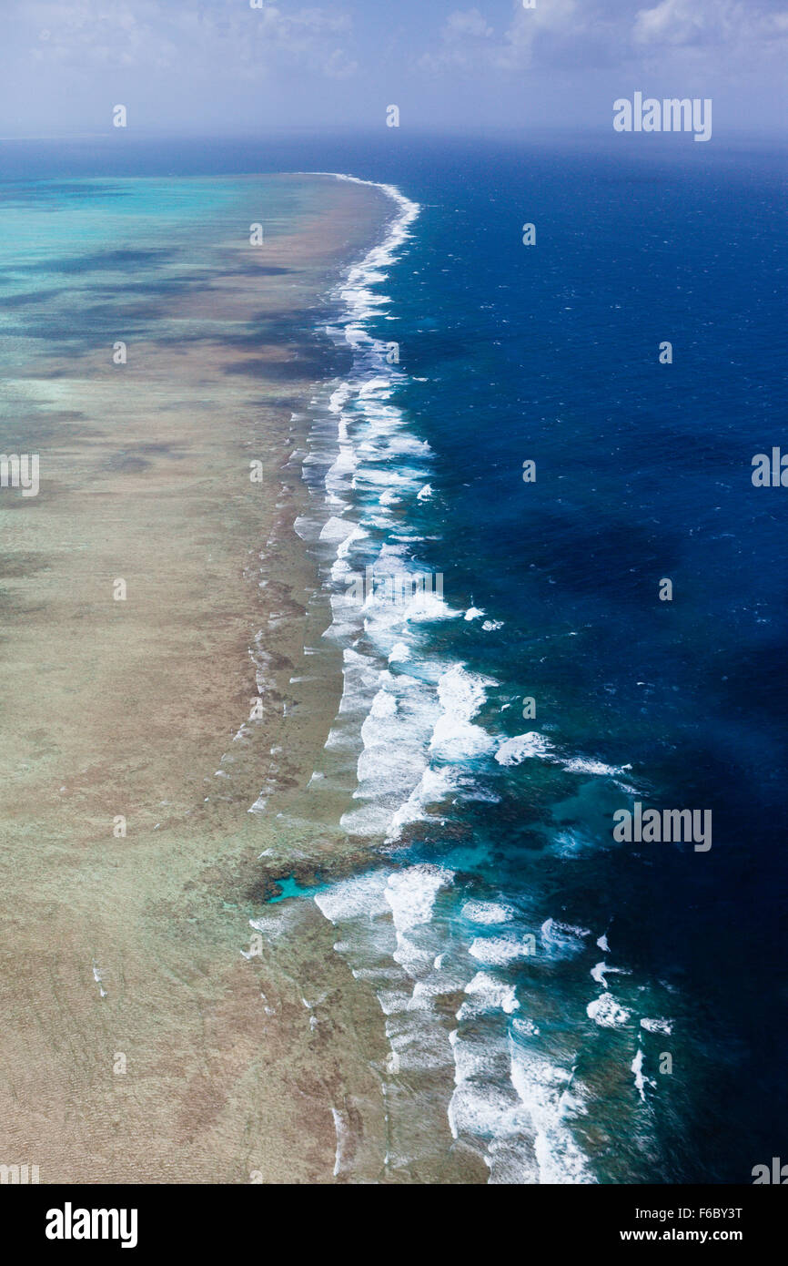 Aerial View of Great Barrier Reef, Queensland, Australia Stock Photo