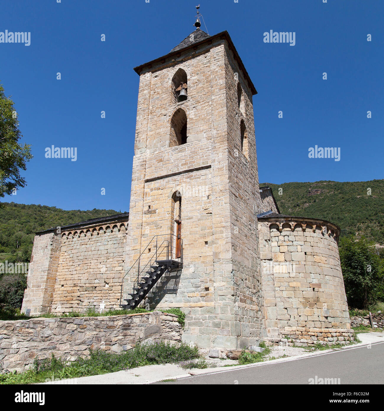 Romanesque church of Santa Maria in Coll, Vall de Boi, Catalonia. Stock Photo