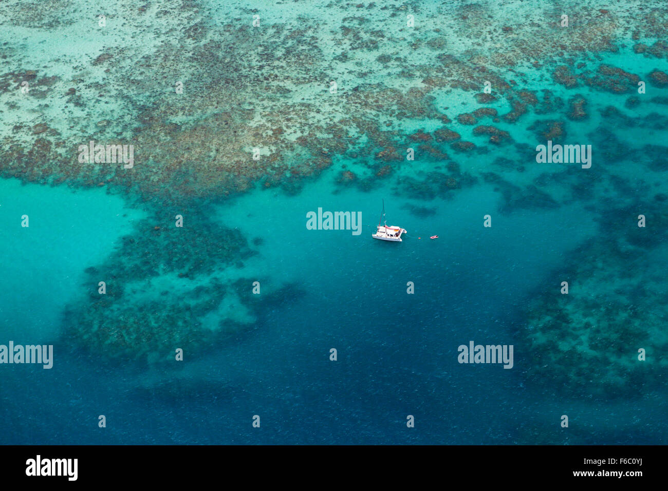 Diving Boat at Great Barrier Reef, Queensland, Australia Stock Photo