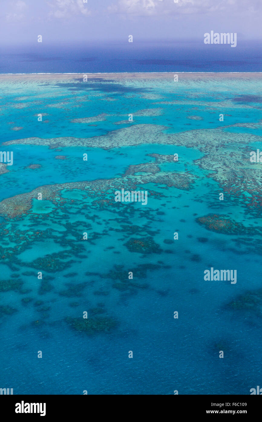 Aerial View of Great Barrier Reef, Queensland, Australia Stock Photo