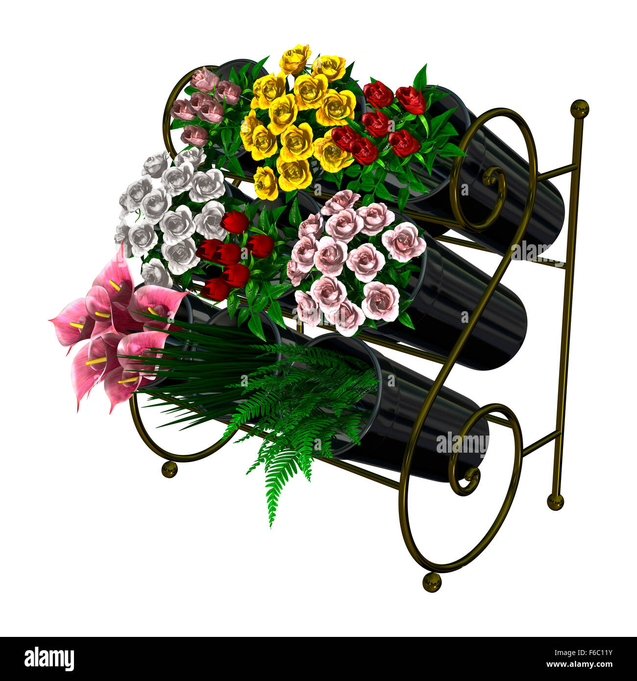 3D digital render of a flower stand isolated on white background Stock Photo