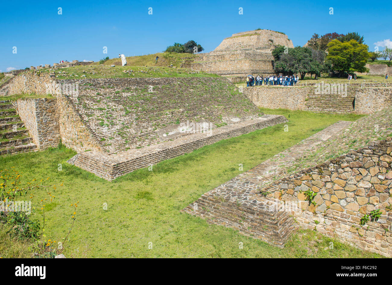 The ruins of the Zapotec city of Monte Alban in Oaxaca, Mexico Stock