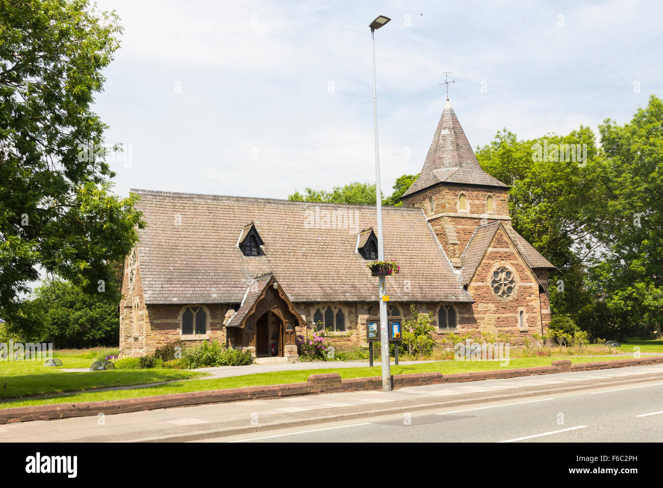 The church of St. John the Baptist, Irlam, Salford. Church of England dating from 1866. Stock Photo