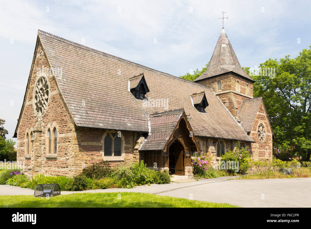 The church of St. John the Baptist, Irlam, Salford. Church of England dating from 1866. Stock Photo