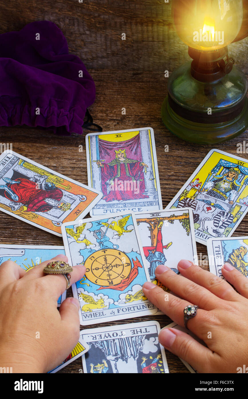 with Tarot cards Stock Photo Alamy