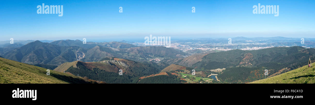 Bizkaia mountains panoramic view from Ganekogorta Stock Photo