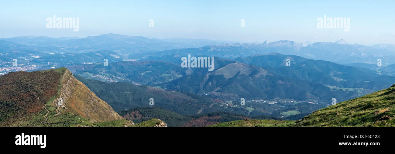 Bizkaia mountains panoramic view Stock Photo
