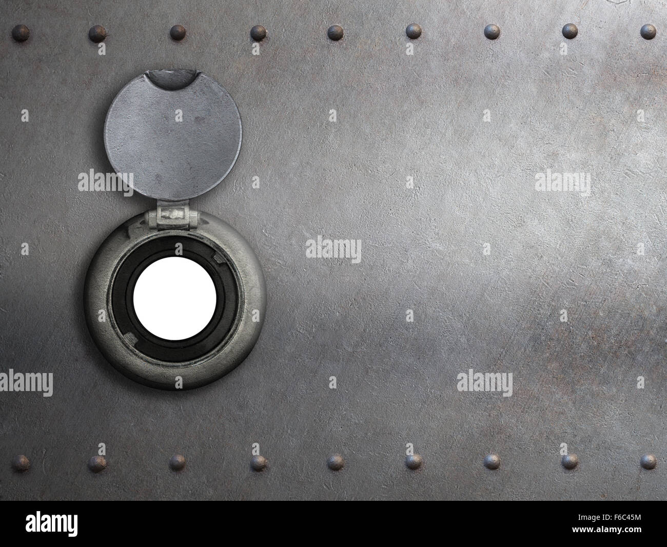 peephole on metal armored door Stock Photo