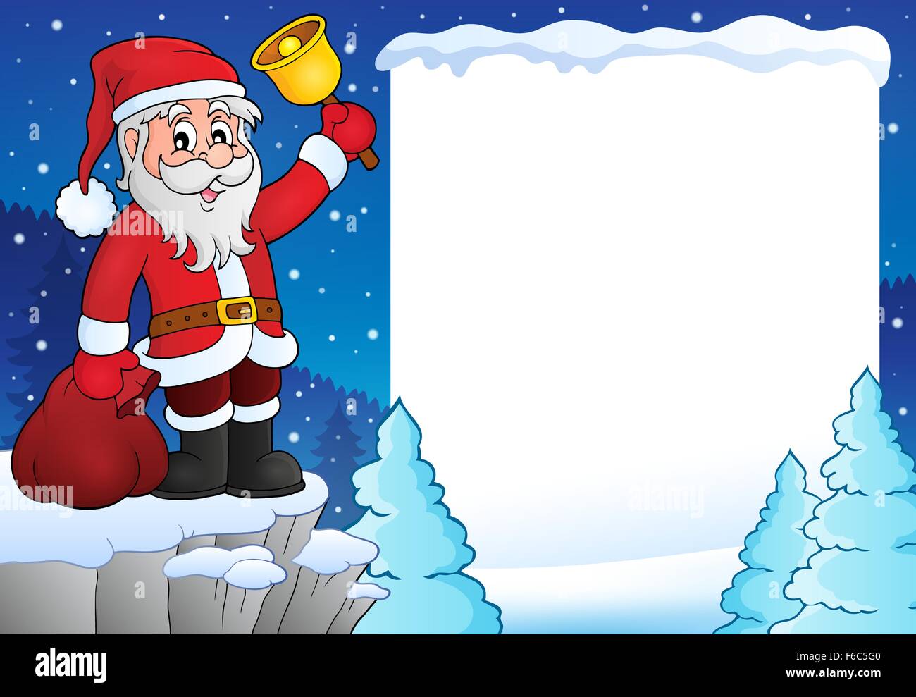 Santa Claus with bell theme frame 3 - picture illustration Stock Photo ...