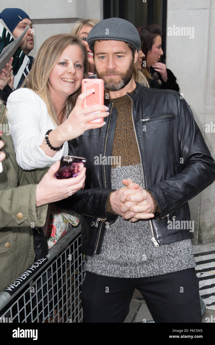 Take That pictured arriving at the Radio 2 studio  Featuring: Howard Donald, Take That Where: London, United Kingdom When: 16 Oct 2015 Stock Photo