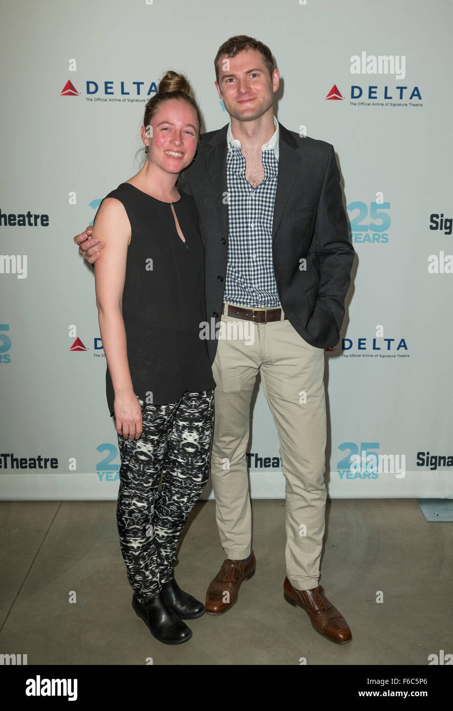 New York, NY - November 15: Quinlan Corbett & guest attend Incident At Vichy opening night party at Signature Theatre Company The Pershing Square Signature Center Stock Photo