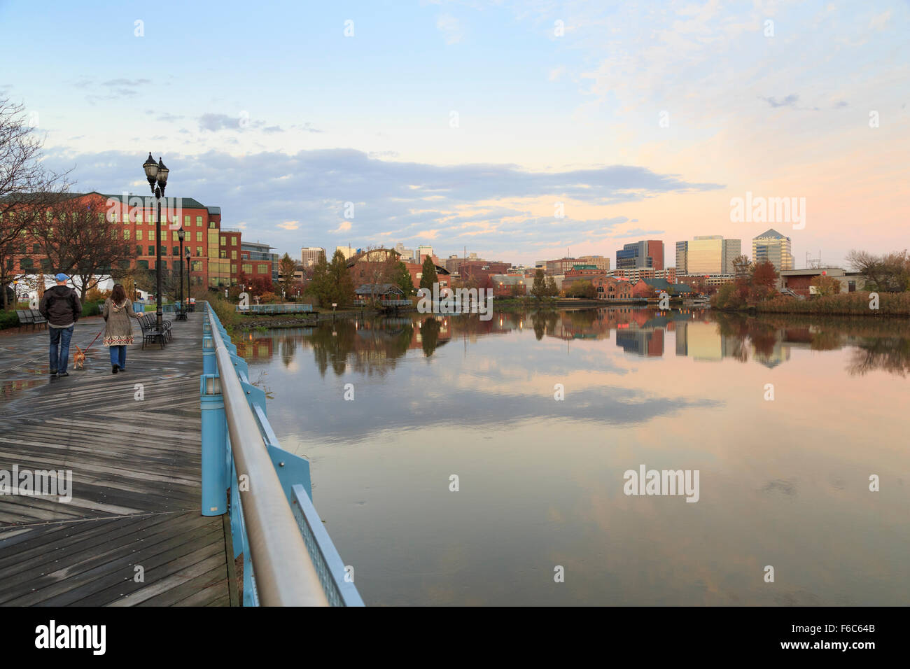 Riverfront on the Christina River, Wilmington, Delaware, USA Stock