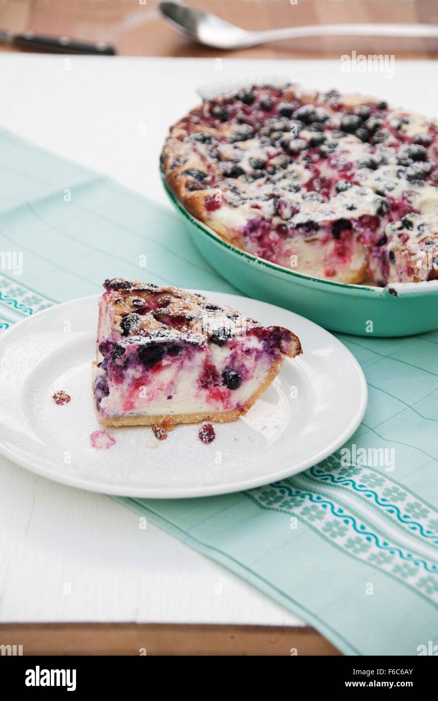 Blueberry and redcurrant cake Stock Photo