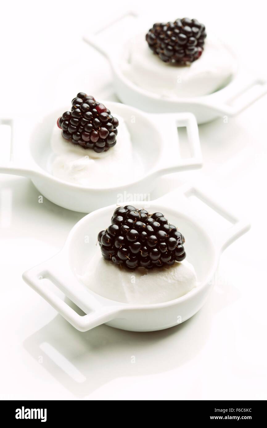 Blackberries and Cream Stock Photo Alamy